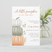 Little Pumpkin Fall Baby Shower Gender Neutral 招待状 (スタンド正面)