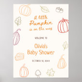 Little Pumpkin Fall Doodle Baby Shower Welcome ポスター (正面)