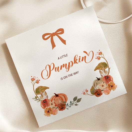 Little Pumpkin Fall Floral Baby Shower スタンダードカクテルナプキン