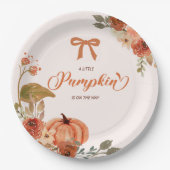 Little Pumpkin Fall Floral Baby Shower  ペーパープレート (正面)