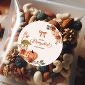 Little Pumpkin Fall Floral Baby Shower  ラウンドシール