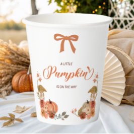 Little Pumpkin Fall Floral Baby Shower  紙コップ
