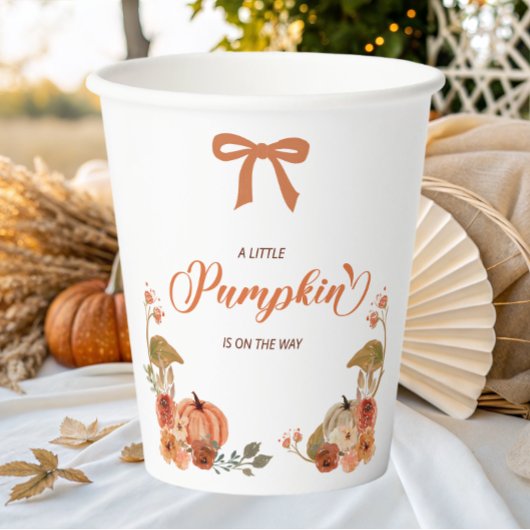 Little Pumpkin Fall Floral Baby Shower  紙コップ