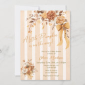 Little Pumpkin Fall Floral Baby Shower Invitation 招待状 (正面)