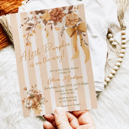 Little Pumpkin Fall Floral Baby Shower Invitation 招待状