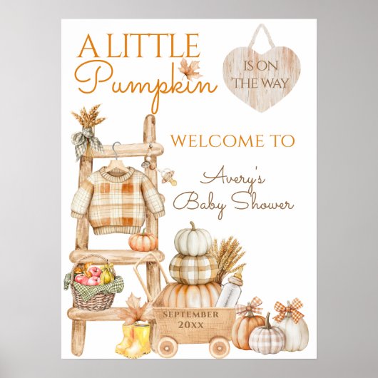 Little Pumpkin Fall Locally Grown Baby Shower ポスター (正面)