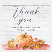 Little Pumpkin Fall Picnic Baby Shower スクエアシール (正面)