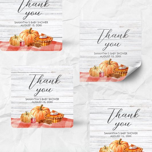 Little Pumpkin Fall Picnic Baby Shower スクエアシール