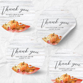 Little Pumpkin Fall Picnic Baby Shower ラウンドシール