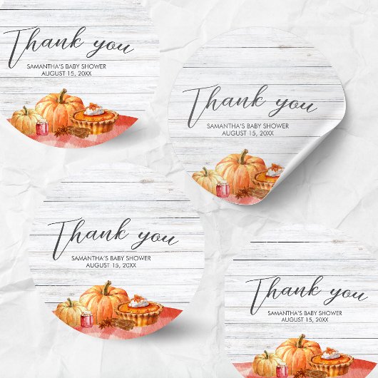 Little Pumpkin Fall Picnic Baby Shower ラウンドシール