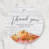 Little Pumpkin Fall Picnic Baby Shower Round フェイバータグ (正面)