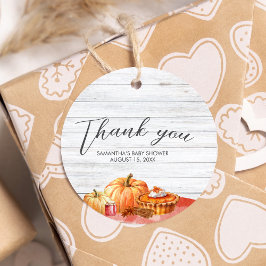 Little Pumpkin Fall Picnic Baby Shower Round フェイバータグ