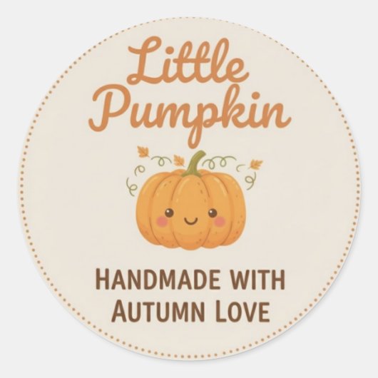 Little Pumpkin Fall Sticker ラウンドシール (正面)