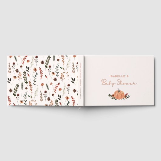 Little Pumpkin Fall Wildflower Pattern Baby Shower ゲストブック (全面)
