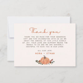 Little Pumpkin Fall Wildflower Pattern Baby Shower サンキューカード