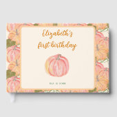 Little Pumpkin First Birthday Custom Photo ゲストブック (正面)