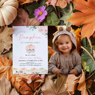 Little Pumpkin First Birthday Partyの写真 招待状