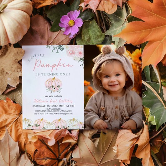 Little Pumpkin First Birthday Partyの写真 招待状