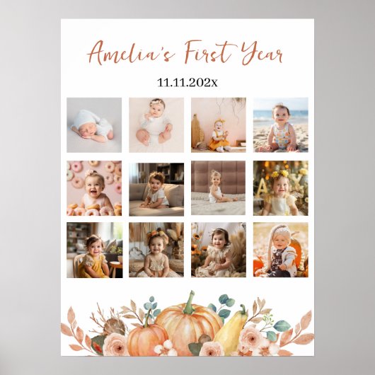 Little Pumpkin First Yearフォトマイルストーンポスター ポスター (正面)