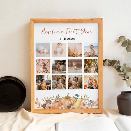 Little Pumpkin First Yearフォトマイルストーンポスター ポスター