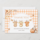 Little Pumpkin Floral Baby Shower Thank you card サンキューカード (正面)