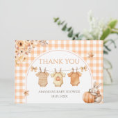 Little Pumpkin Floral Baby Shower Thank you card サンキューカード (スタンド正面)