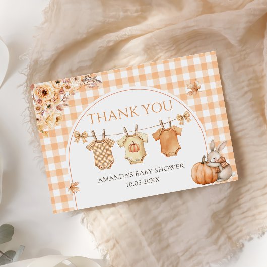 Little Pumpkin Floral Baby Shower Thank you card サンキューカード