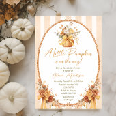 Little Pumpkin Floral Bow Baby Shower Invitation 招待状