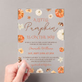Little Pumpkin Floral Fall Baby Shower アクリル招待状 (インサイチュ (ポータブル))