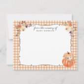 Little Pumpkin Floral Gingham Nursery Note Card 招待状 (正面)