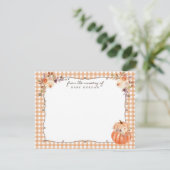 Little Pumpkin Floral Gingham Nursery Note Card 招待状 (スタンド正面)