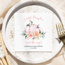 Little Pumpkin Floral Girl Baby Shower スタンダードカクテルナプキン