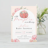 Little Pumpkin Floral Girl Baby Shower 招待状 (スタンド正面)