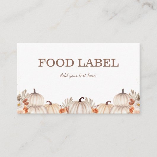 Little Pumpkin Food Label Buffet Card プレイスカード (正面)