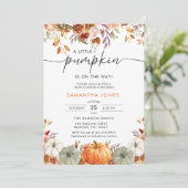 Little Pumpkin Gender Neutral Fall Baby Shower  招待状 (スタンド正面)