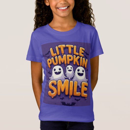 Little Pumpkin Ghost With Big Smile Halloween Cart Tシャツ (正面)