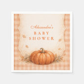 Little Pumpkin Gingham Fall Baby Shower スタンダードカクテルナプキン (正面)