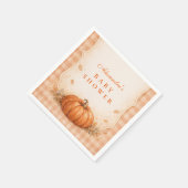 Little Pumpkin Gingham Fall Baby Shower スタンダードカクテルナプキン (角)