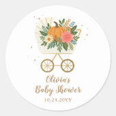 Little Pumpkin Girl Baby Shower ラウンドシール (正面)