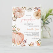 Little Pumpkin Girl Baby Shower 招待状 (スタンド正面)