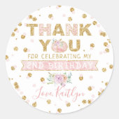 Little Pumpkin Girls 2nd Birthdayありがとう ラウンドシール (正面)