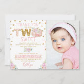 Little Pumpkin Girls 2nd Birthday Photo サンキューカード (正面)