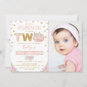 Little Pumpkin Girls 2nd Birthday Photo 招待状 (正面)