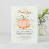 Little Pumpkin Green Bow Baby Shower 招待状 (スタンド正面)