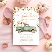 Little Pumpkin Green Truck Fall Baby Shower  招待状