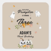 Little Pumpkin Halloween Any Age Birthday  スクエアシール (正面)