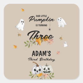 Little Pumpkin Halloween Any Age Birthday スクエアシール