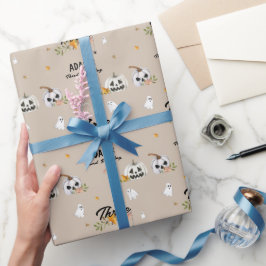 Little Pumpkin Halloween Any Age Birthday ラッピングペーパー