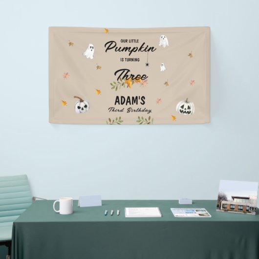 Little Pumpkin Halloween Any Age Birthday  横断幕 (トレードショー)