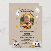 Little Pumpkin Halloween Birthday Photo Invitation 招待状 (正面/裏面)